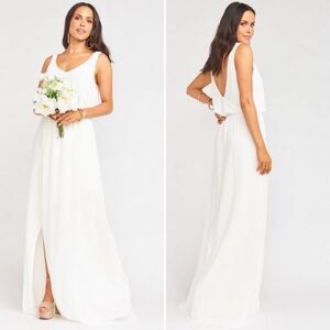 SHOW ME YOUR MUMU Dress Kendall  Chiffon V Neck Maxi White Size S